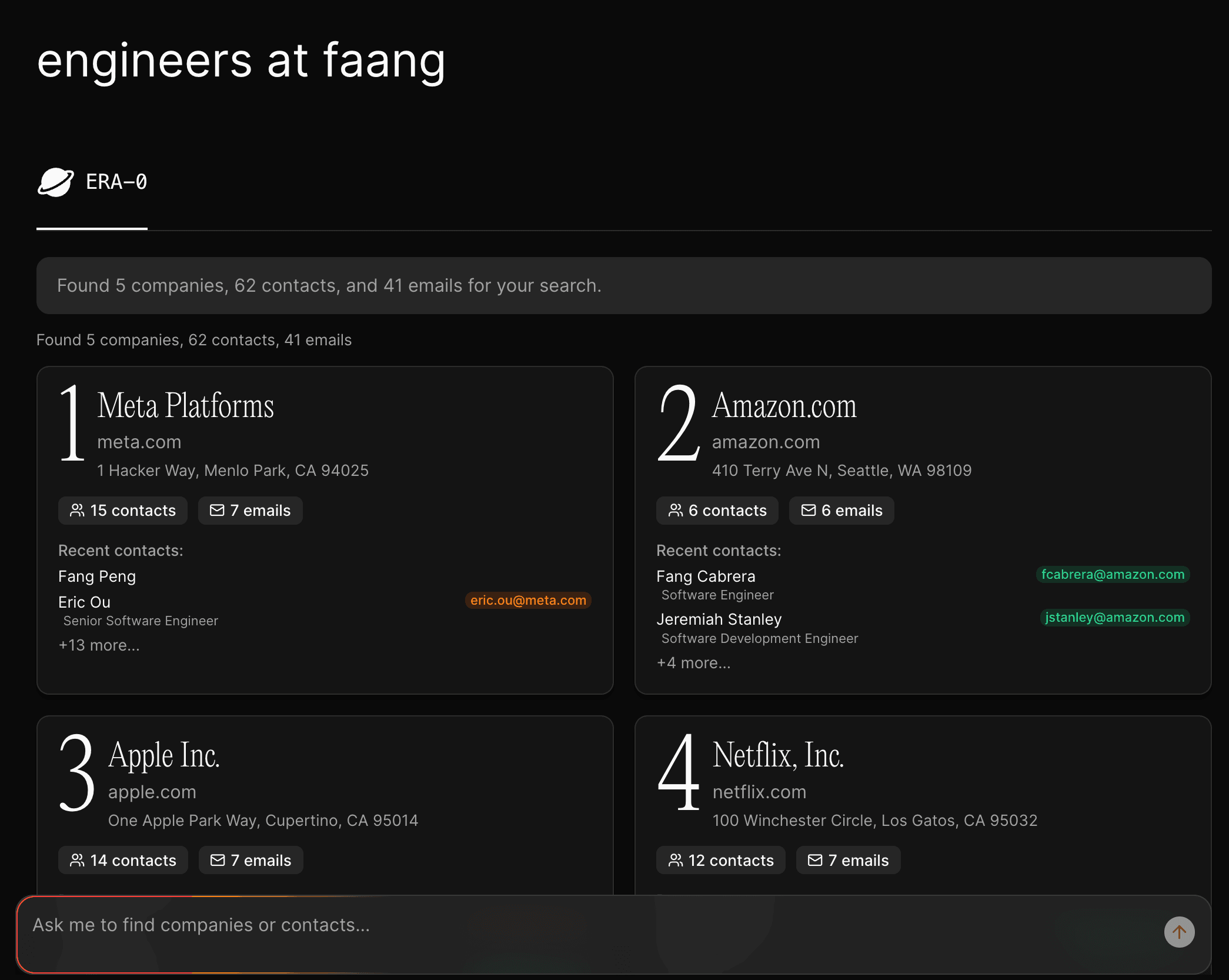 search results interface dark