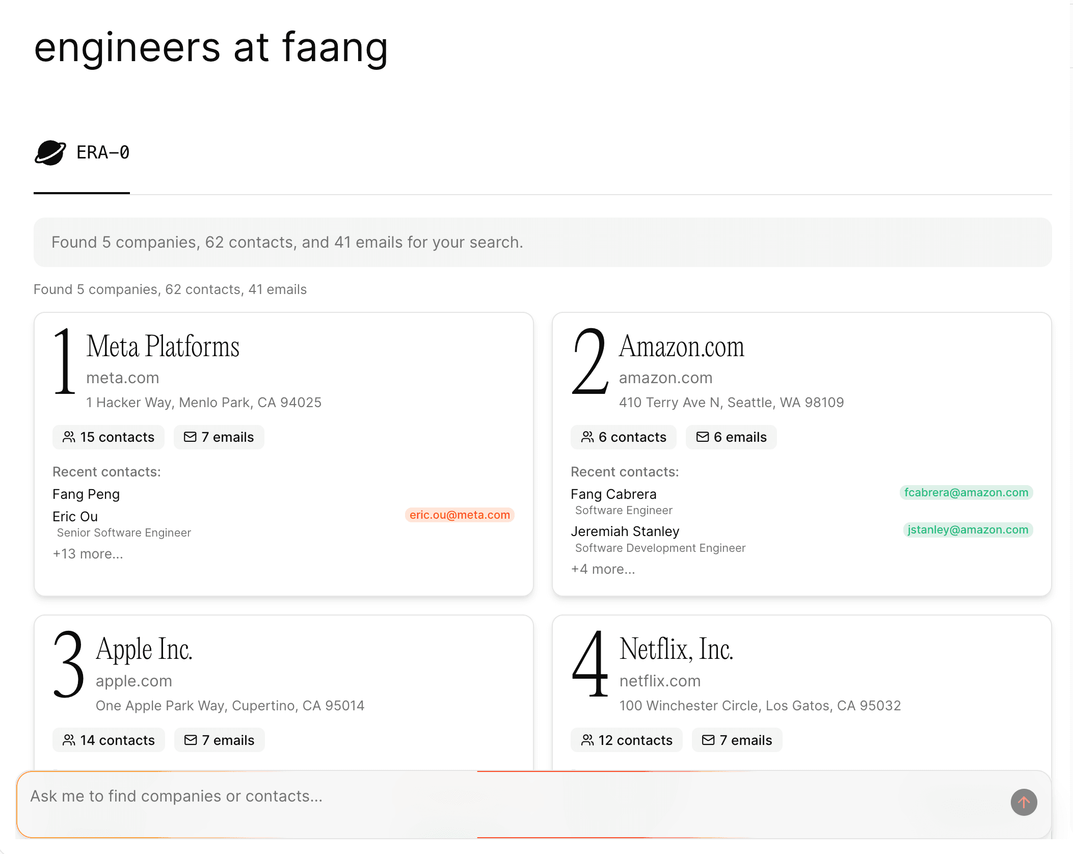 search results interface light